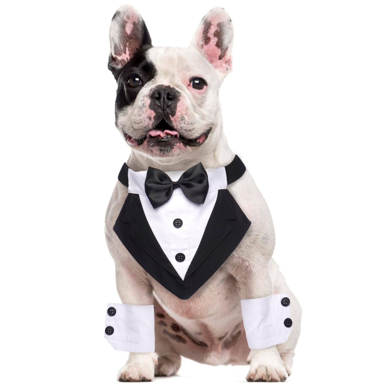 Lelepet Dog Tuxedo with Dog Cuffs Dog Weeding Bandana Collar with Bowtie Adjusta