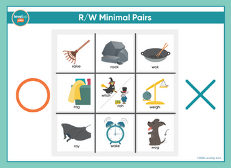 Minimal pairs tic tac toe board