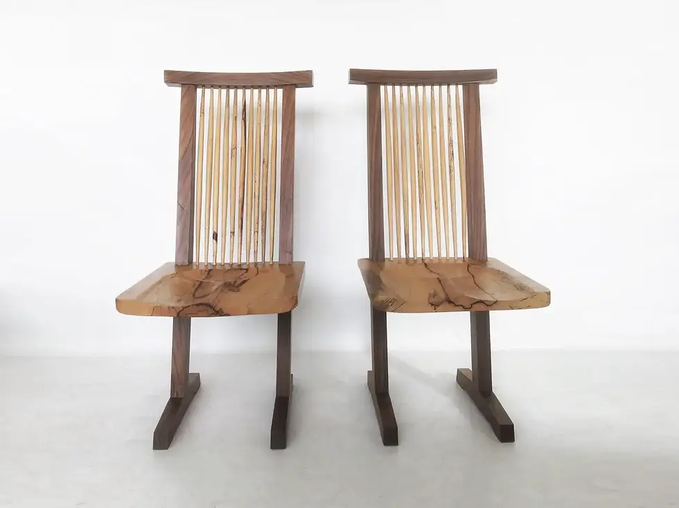 Vintage Pair of Conoid Chairs, after George Nakashima