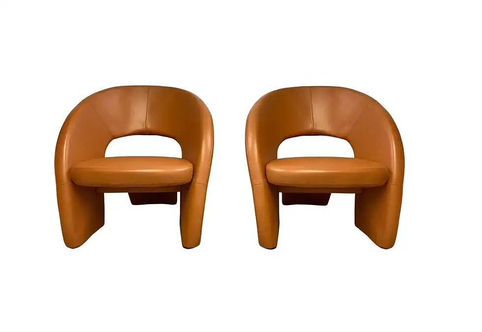 Thumbnail: Pair Jaymar Cognac Leather Chairs