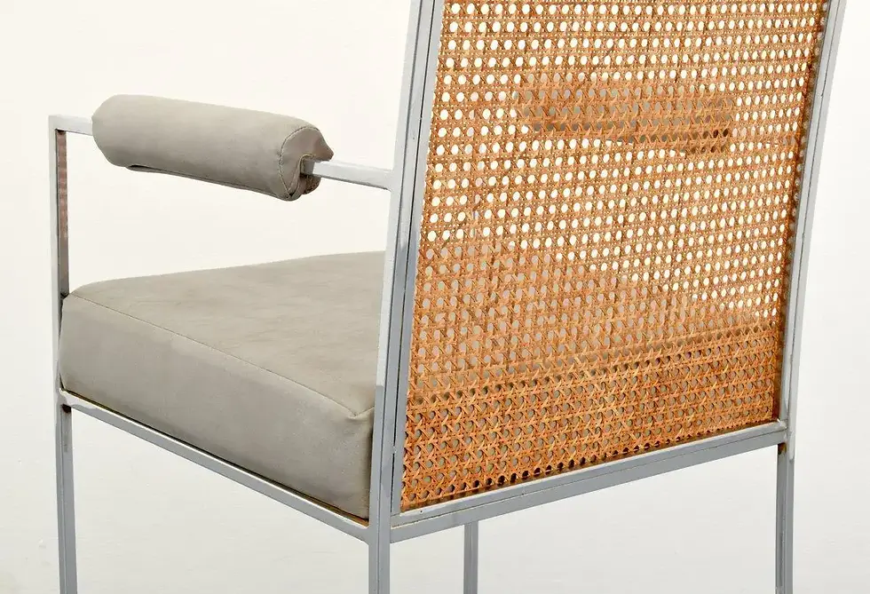 Thumbnail: Six Chrome & Cane Back Dining Chairs by Milo Baughman