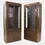 Thumbnail: Pair of Vintage Burl Wood, Brass and Glass Showcase Curio Cabinets