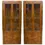 Thumbnail: Pair of Vintage Burl Wood, Brass and Glass Showcase Curio Cabinets