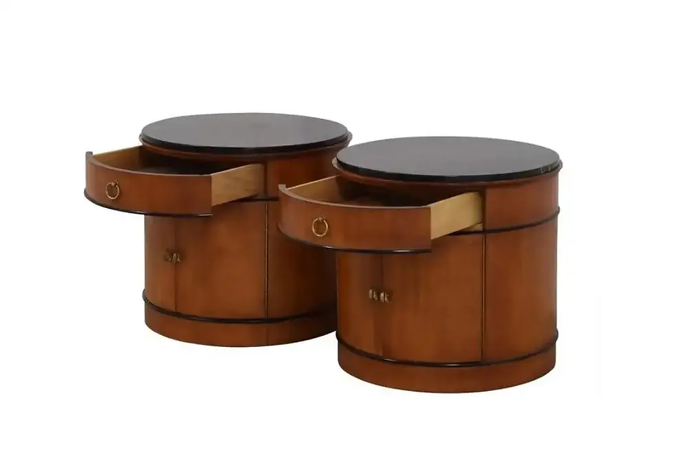 Thumbnail: 1990's National Mt. Airy Biedermeier Style Drum Tables