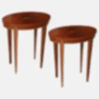 Pair of Vintage Baker Furniture Marquetry Inlaid Tables