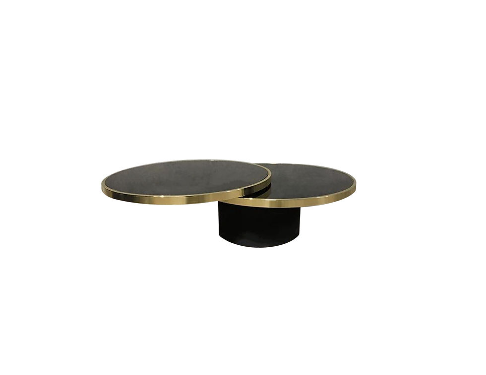 Thumbnail: Design Institute of America Revolving Black Glass & Brass Coffee Table