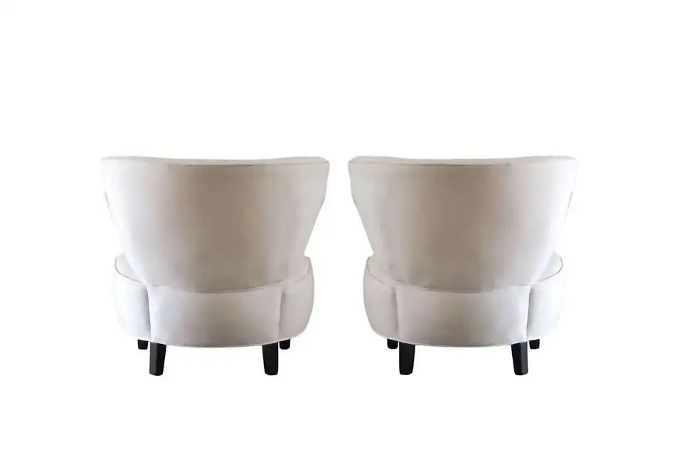 Thumbnail: Pair of Vintage White Scrolled-Arm Chairs by Paul László, 1940s
