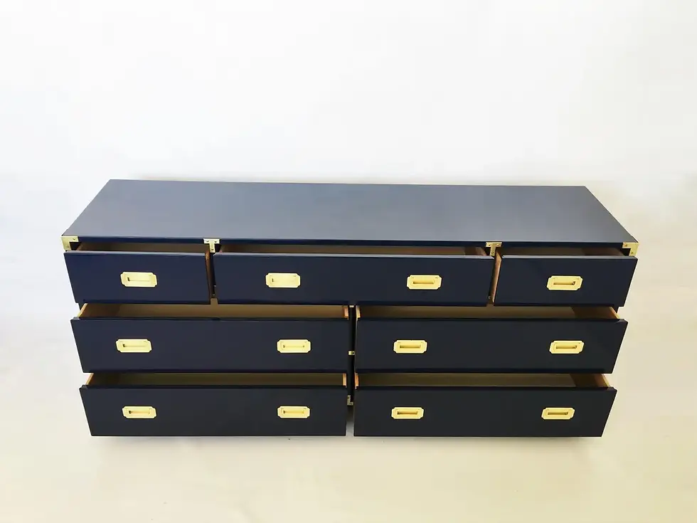 Thumbnail: Lacquered in Royal Blue Campaign Style Seven-Drawer Dresser