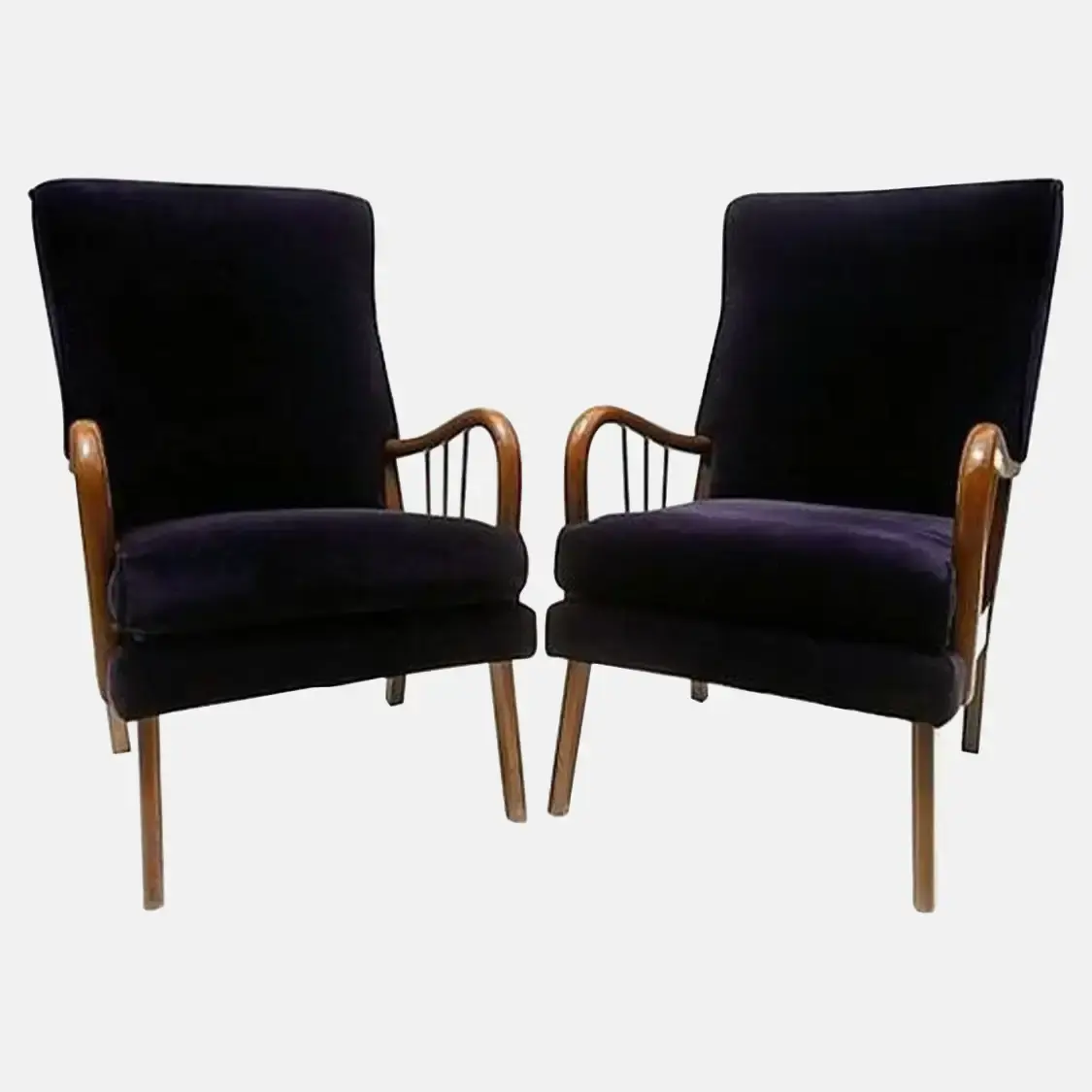 1950's Paolo Buffa Style Midcentury Italian Lounge Chairs