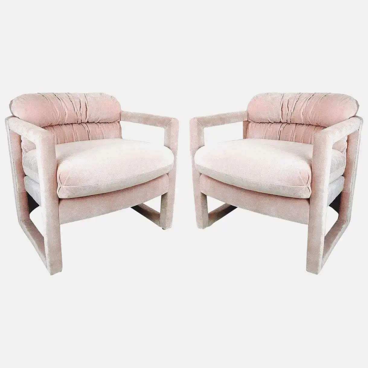 Pair of Pink Parson Style Drexel Lounge Chairs