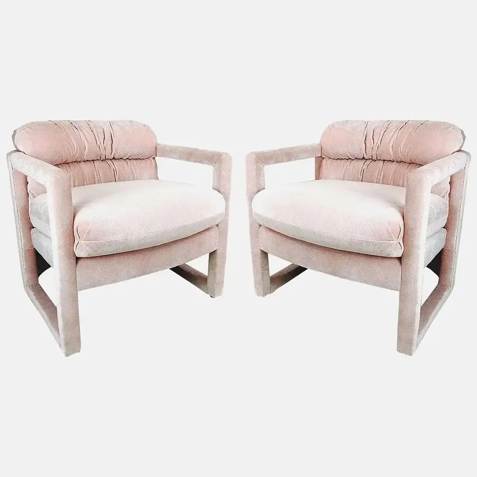 Pair of Pink Parson Style Drexel Lounge Chairs