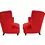 Thumbnail: Hollywood Regency Scalloped Asymmetrical Red Velvet Chairs