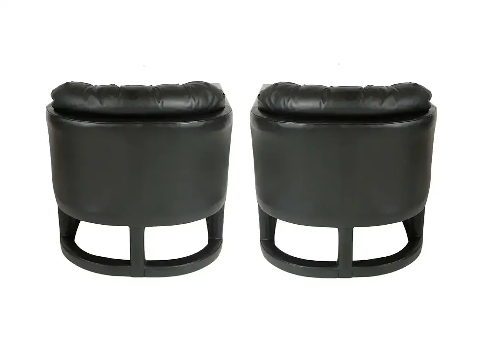 Thumbnail: Vintage Black Leather Parsons Style Drexel Lounge Chairs