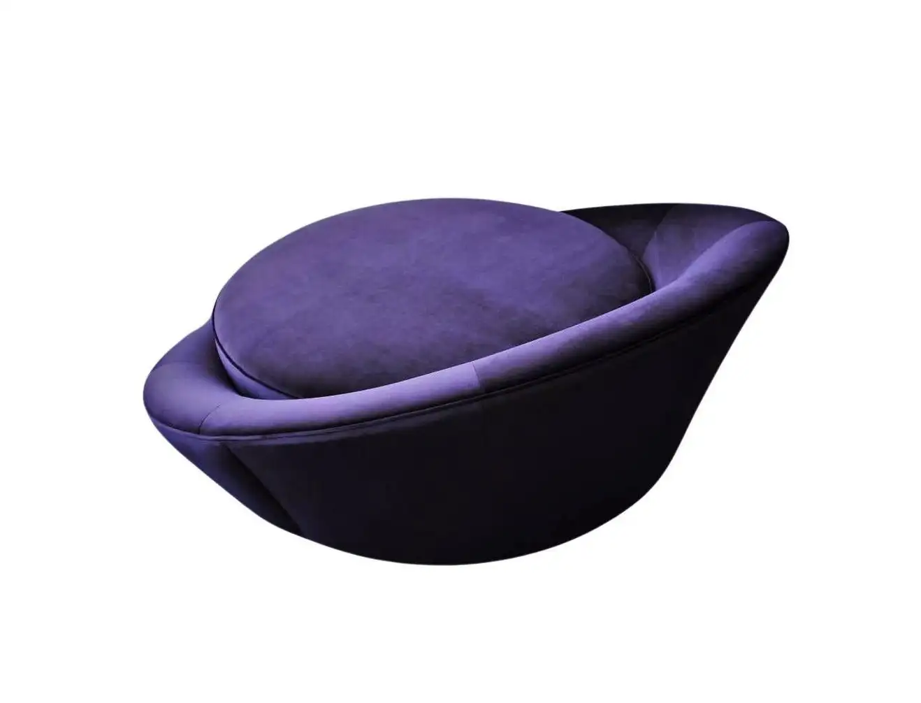 Sumptuous Vintage Milo Baughman Style Purple Velvet "Satellite" Chaise Lounge