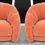 Thumbnail: Pair of Orange Vladimir Kagan Design Channel Back Swivel Chairs