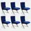 Thumbnail: Set of Six Pierre Cardin Chrome Dining Chairs in Blue Velvet