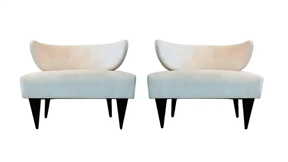 Pair of 1950's Sculptural Art Deco Lounge Chairs
