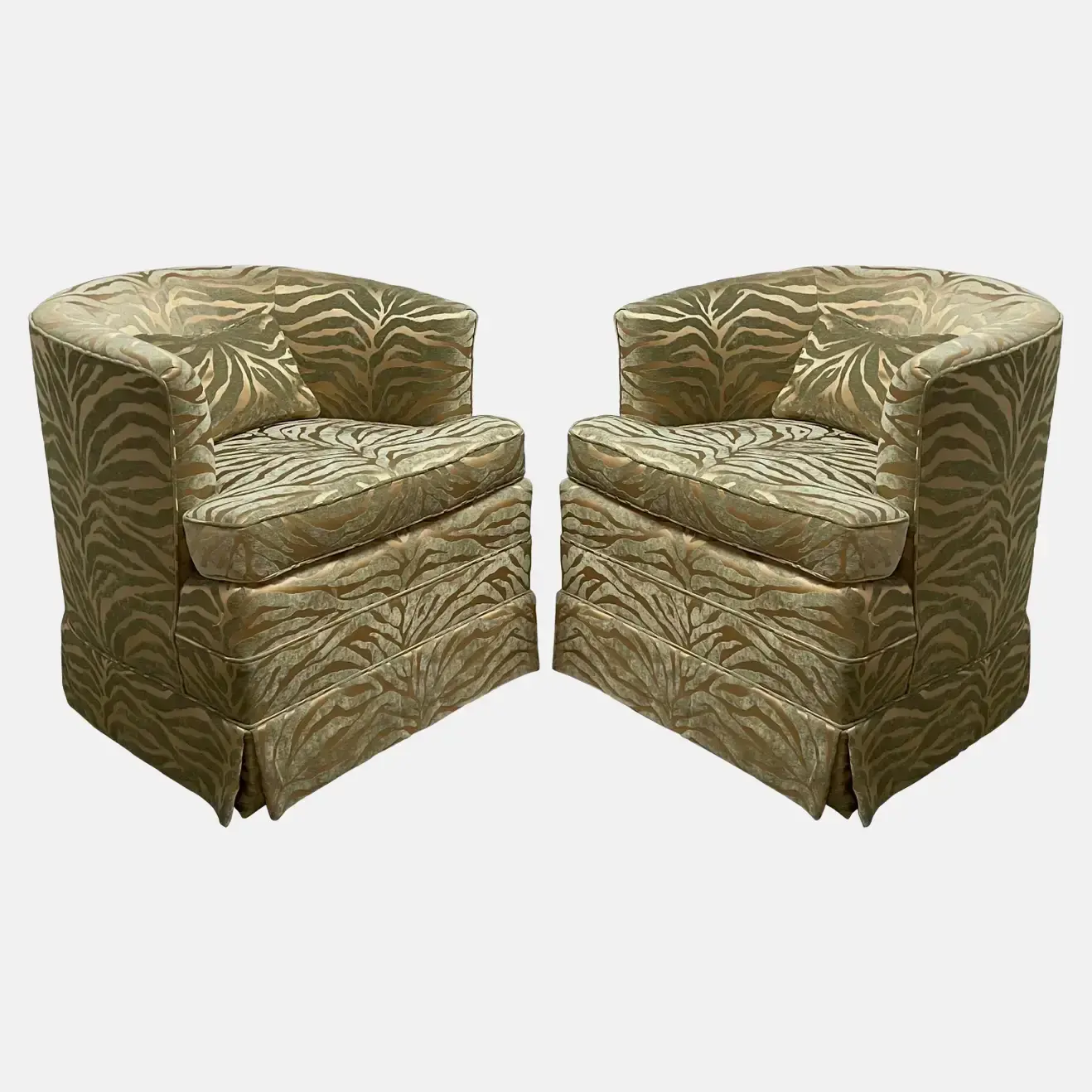 Pair of 1970's Swivel Barrel Back Chairs, Milo Baughman Style