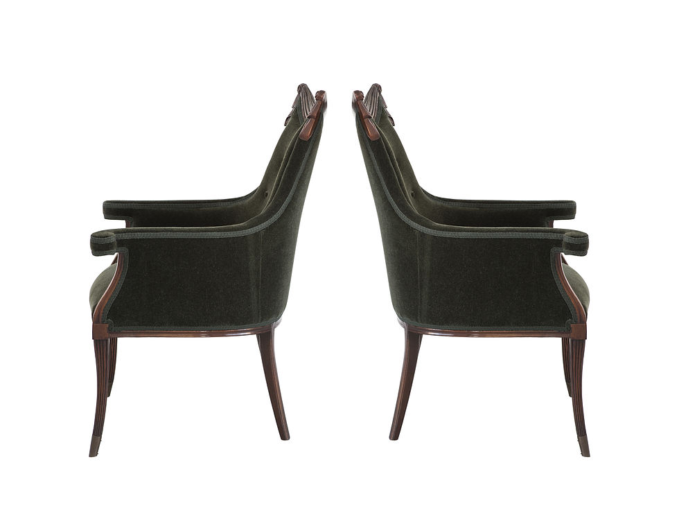 Thumbnail: Pair Hollywood Regency Grosfeld House Swag & Drape Fireside Chairs