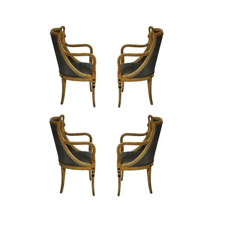 Set of Four 19th Century French Empire Swan Neck Dining Chairs