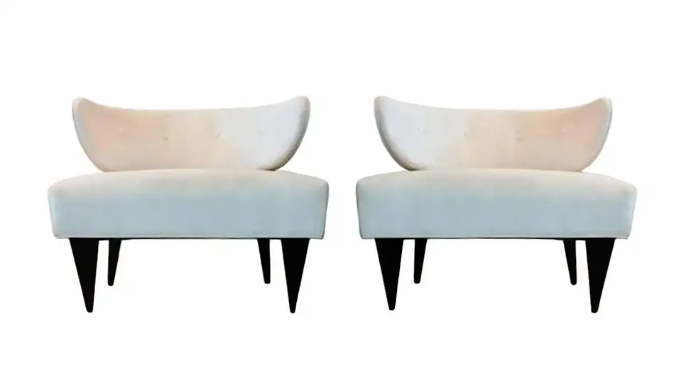 Pair of 1950's Sculptural Art Deco Lounge Chairs