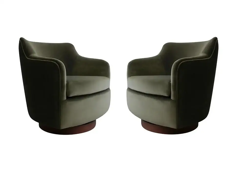 Set of Two Milo Baughman Swivel Base Lounge Chairs