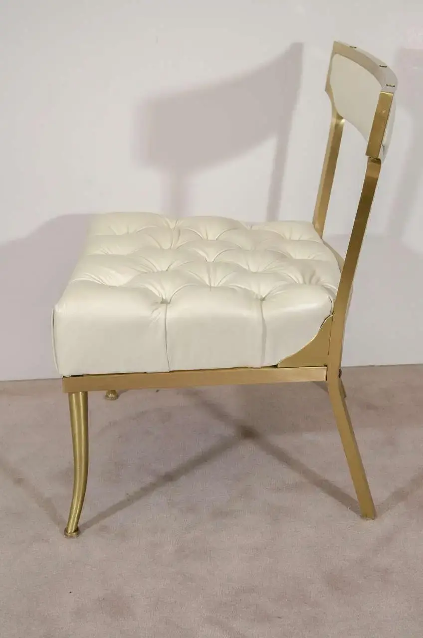 Thumbnail: Four White and Brass Chairs by William "Billy" Haines