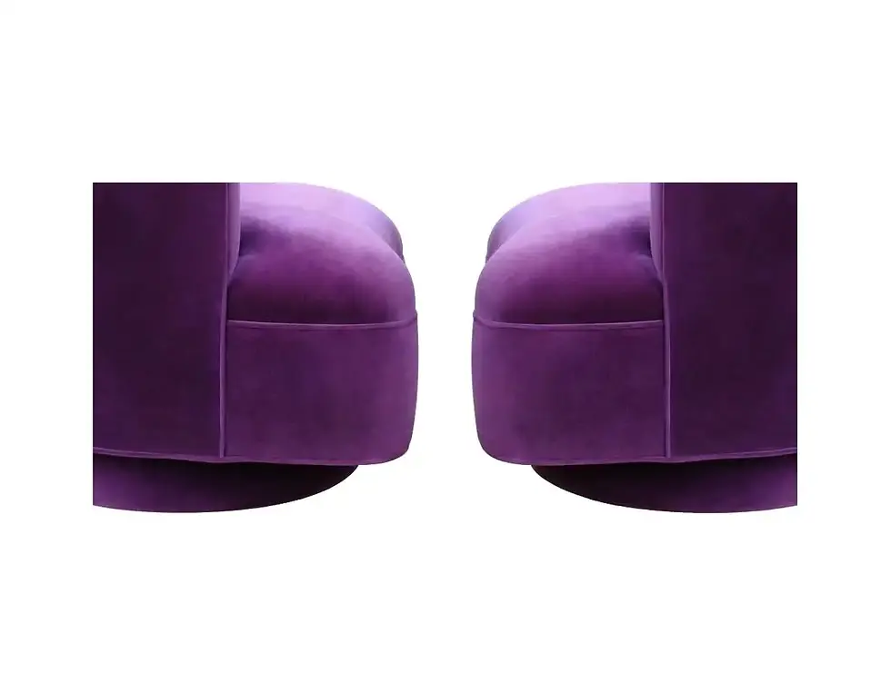 Thumbnail: Pair Scalloped Asymmetrical Lounge Chairs, 1940s