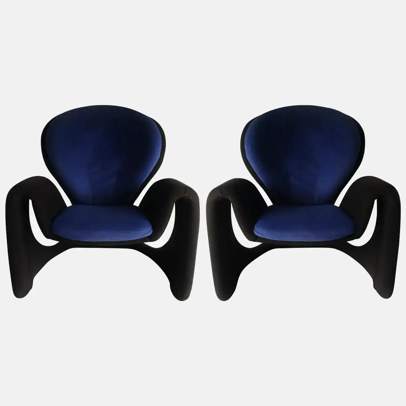 Pair of Two-Tone Modern Cantilever Ribbon Armchairs