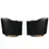 Thumbnail: Vintage Brass Base Swivel Lounge Chairs in Black Leather