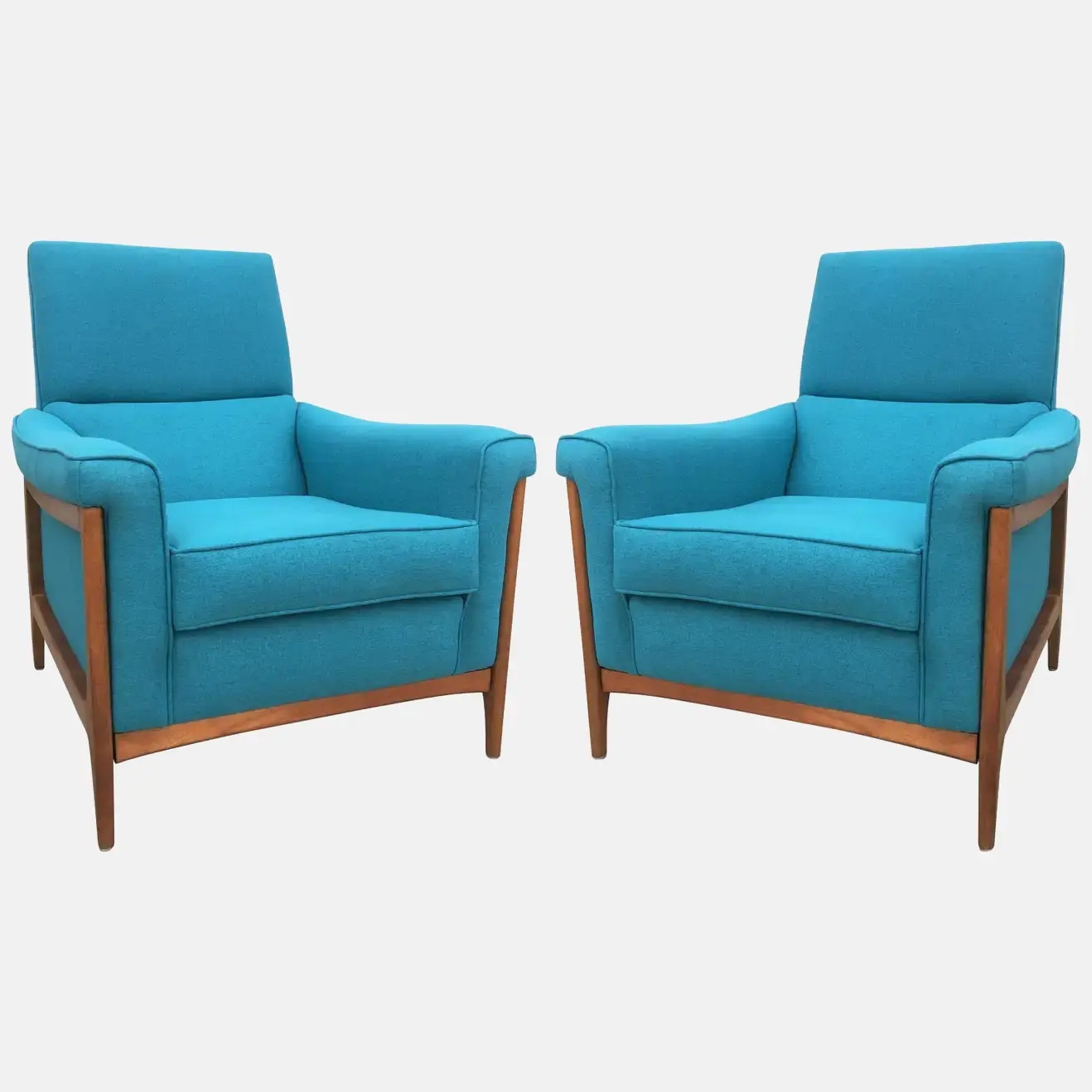 Midcentury Kroehler Blue Upholstered Lounge Chairs