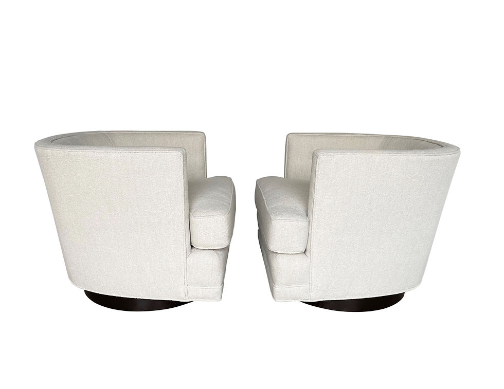Thumbnail: Mid-Century Modern Pair of Ivory Bouclé Swivel Lounge Chairs