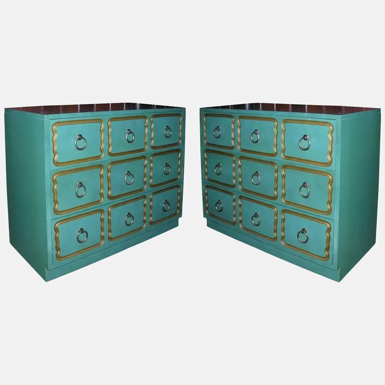 Pair of Classic Hollywood Regency "Espana" Chests in the Style of Dorothy Draper