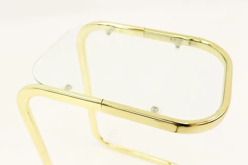 Thumbnail: Modern Pair of Brass and Glass Drink / Side Tables