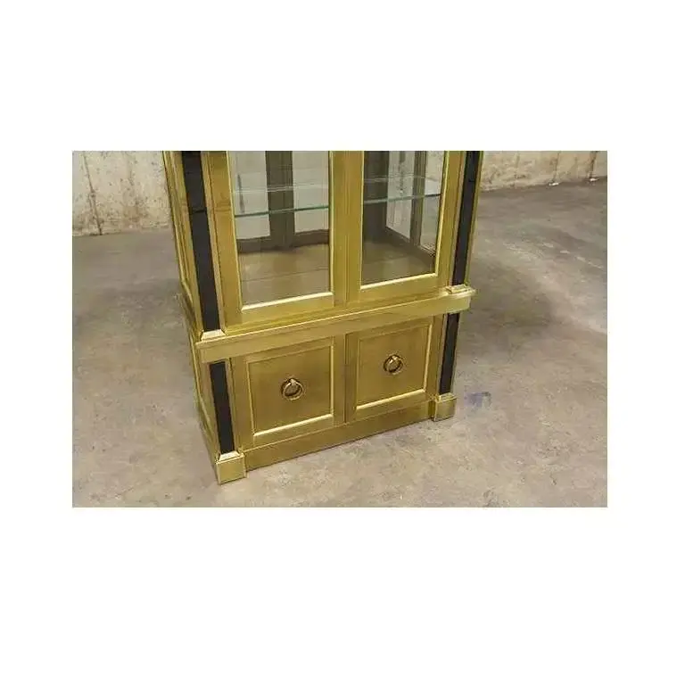 Thumbnail: Two Neoclassical Brass Vitrine Cabinets by Mastercraft