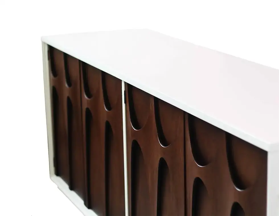 Thumbnail: Sculpted Two-Toned Brasilia Walnut Credenza by Broyhill