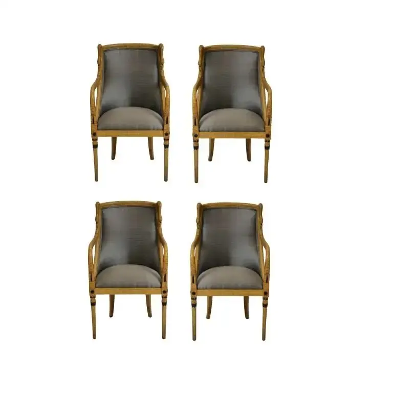 Set of Four 19th Century French Empire Swan Neck Dining Chairs