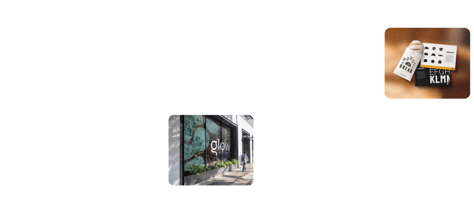 preview images of portfolio pieces scroll sideways