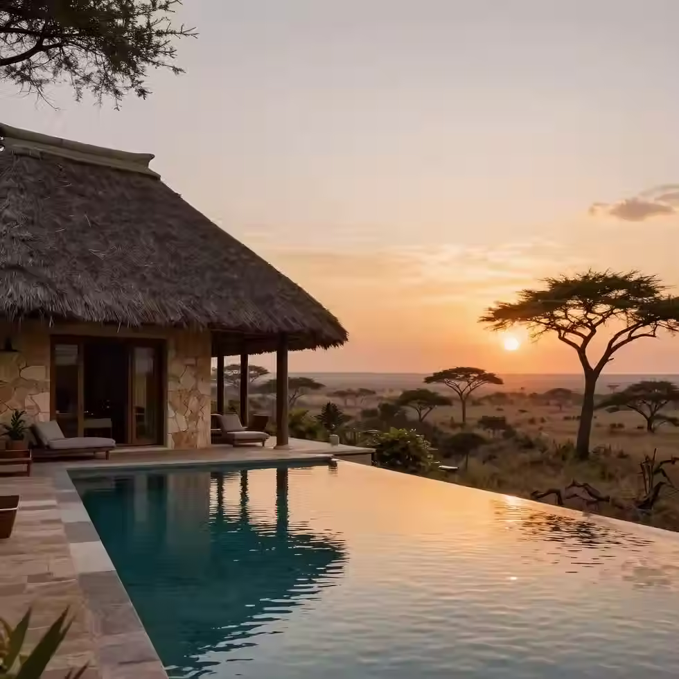 High-end safari lodge accommodation in Serengeti National Park offering luxury stays in the Tanzanian wilderness.