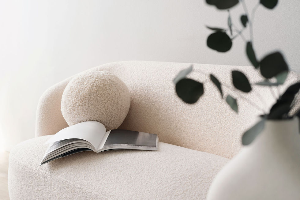 Close-up of a neutral textured sofa
