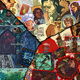 Jagal, Sluggy (tworzący pod pseudonimem Little Disgusting Art) i Vrak_Czlovieka zajmują się szeroko pojętą ilustracją. W swojej twórczości lubią łączyć elementy fantastyki i natury, rysując zwierzęta, rośliny, potwory oraz fanarty przeróżnych serii. Jednocześnie każdy z nich prezentuje swój własny, unikalny styl. Na ich stoisku znajdziecie printy, zakładki, naklejki, koszulki, torby, artbooki, i nie tylko!