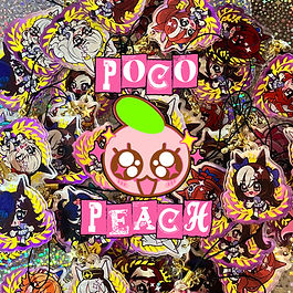 At Poco.peach table you will find Vocaloids, Alien Stage, Chiikawa, Princess peach, Umamusume, shoji anime and originals. Merch consists of stickers, keychains, charms, posters, t-shirts.