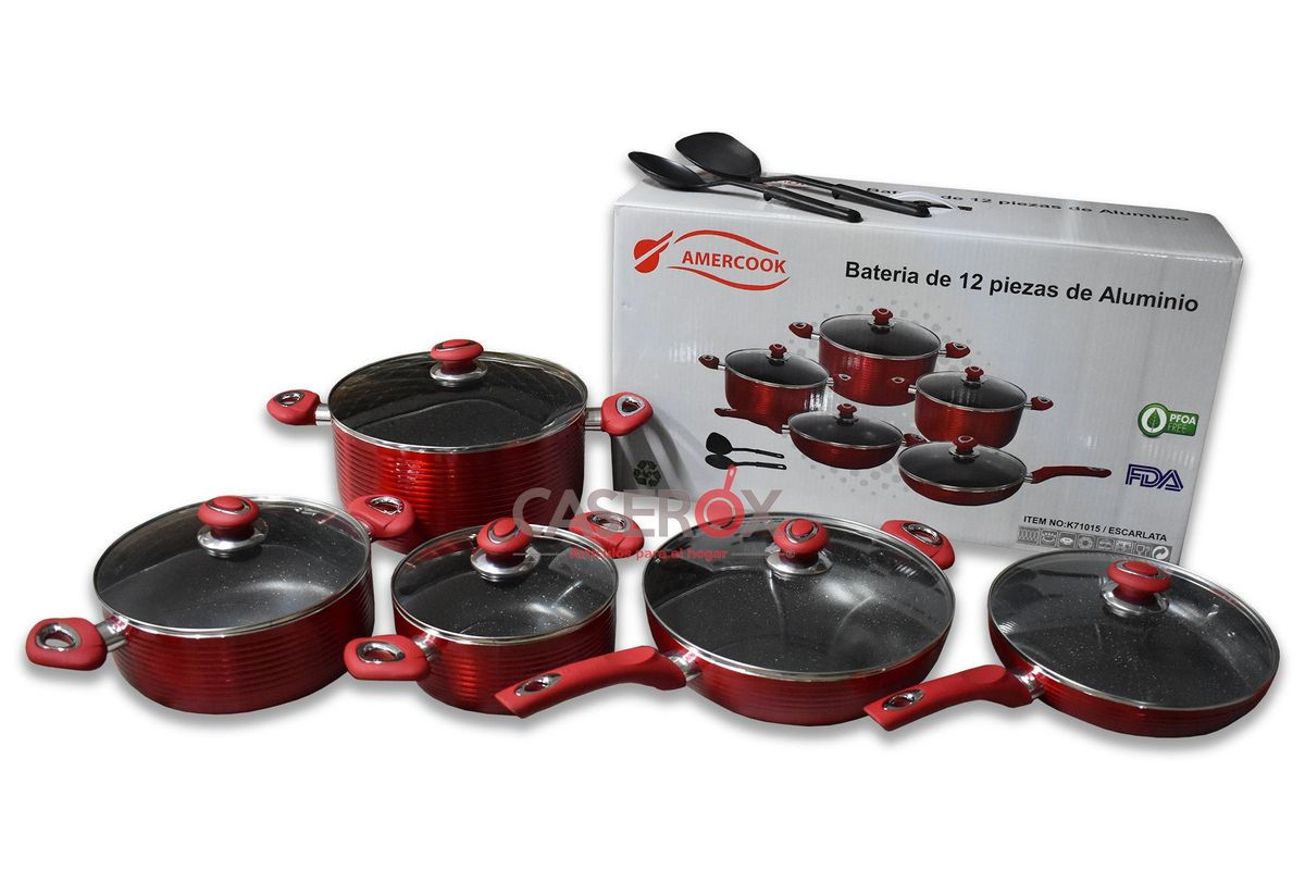 Bateria 12 pzas Aluminio c/recubrimiento Antiadherente - Amercook