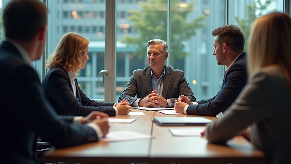 High angle view of a business meeting discussing brand protection strategies