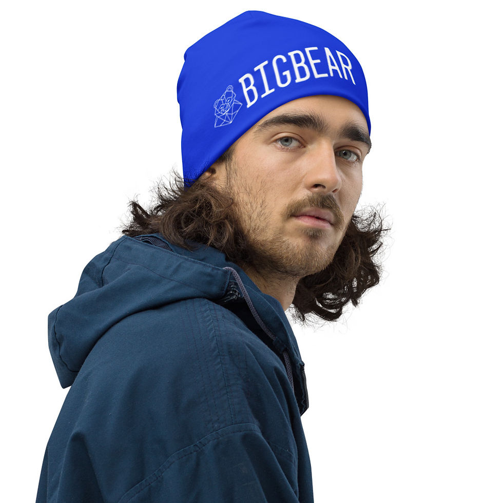 Thumbnail: BBM SOLID Blue All-Over Print Beanie   