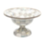 Mackenzie-Childs Sterling Check, Grey and White Checked Enamel Compote - Large
