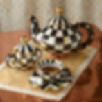 Mackenzie-Childs Courtly Check, Black and White Checked Teapot
