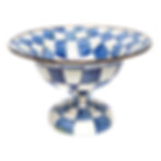 Mackenzie-Childs Royal Check, Blue and White Checked Enamel Large Compote