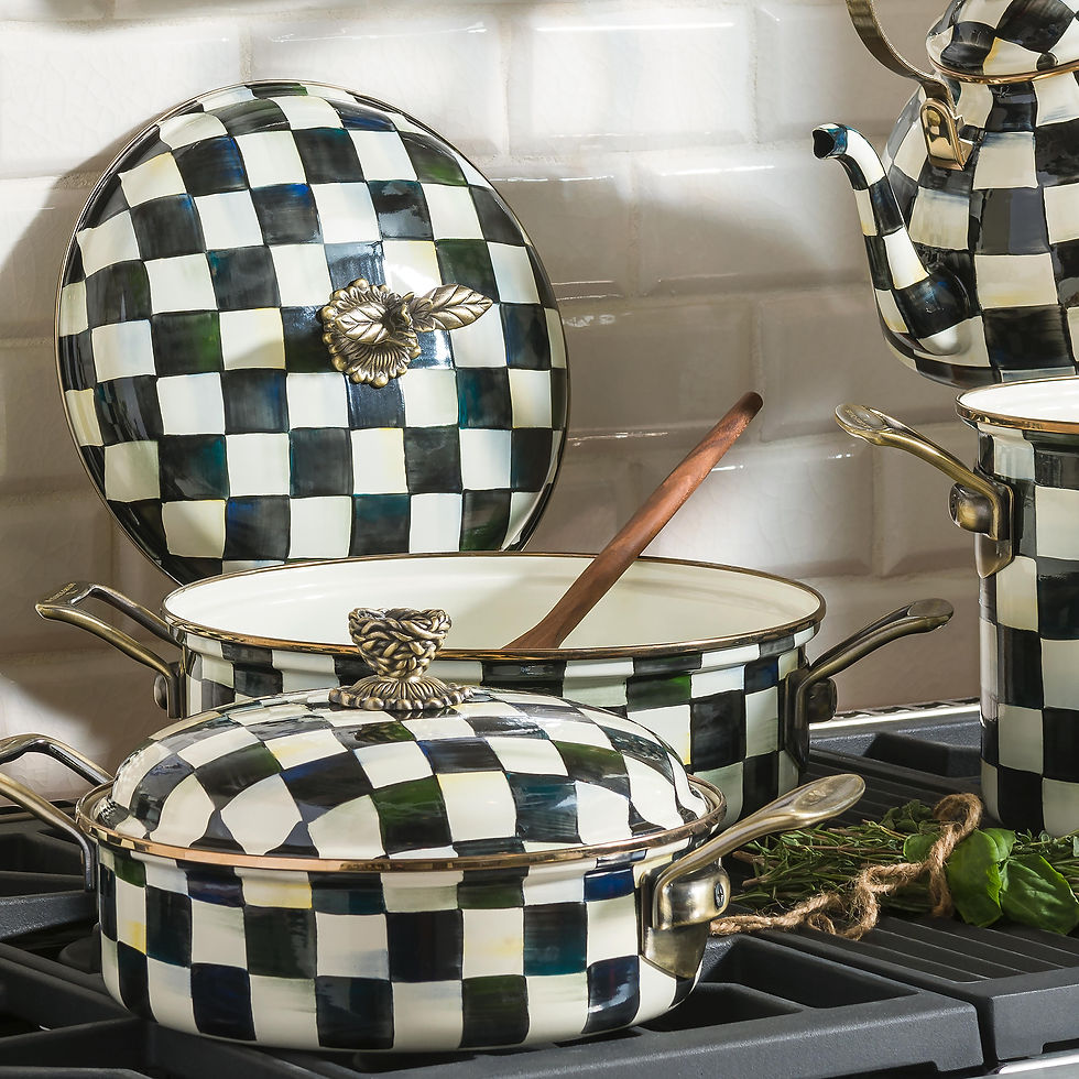 Thumbnail: Mackenzie-Childs Courtly Check, Black and White Checked 5 Qt Casserole