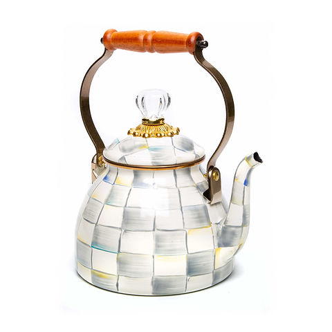 Sterling Check Enamel Tea Kettle - 2 Quart | MacKenzie Childs UK